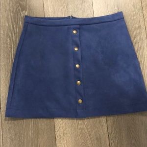Blue Faux Suede Skirt M
